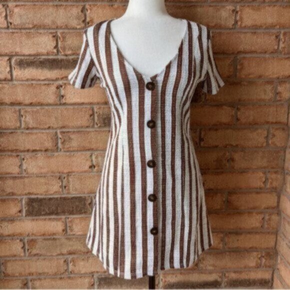 Zara textured striped short sleeve dress - Picture 1 of 5